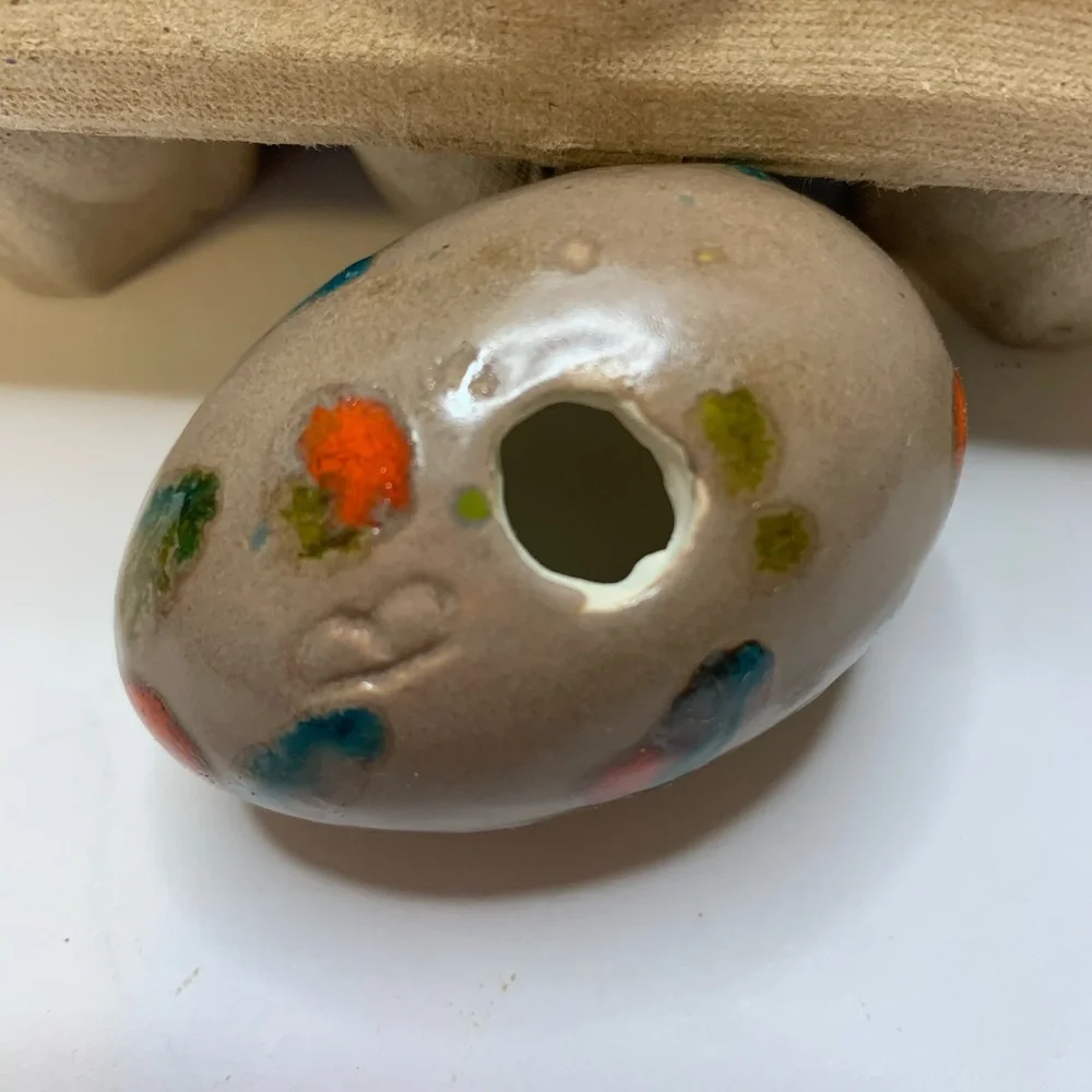 Vintage 1977 Ceramic Easter‎ Eggs Set of 12 Hand Painted Textured Marbled Decor